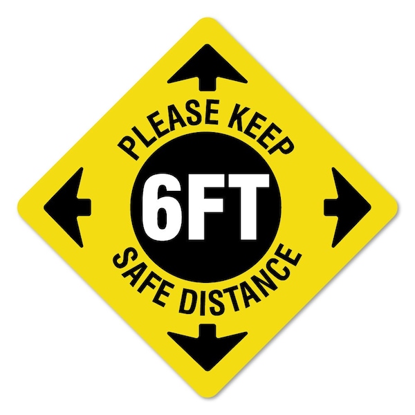 Signmission Please Keep Safe Distance Non-Slip Floor Graphic, 16in Vinyl, 3PK, 16 in L, 16 in H, X-16-3PK-99976 FD-X-16-3PK-99976 - main
